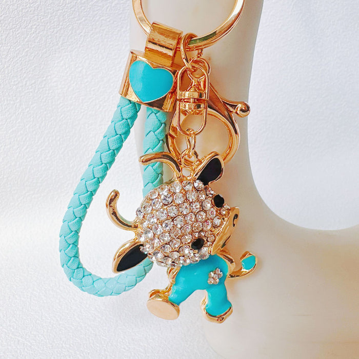 Wholesale Rhinestone Dancing Calf Zinc Alloy Keychain JDC-KC-ZhanLun006