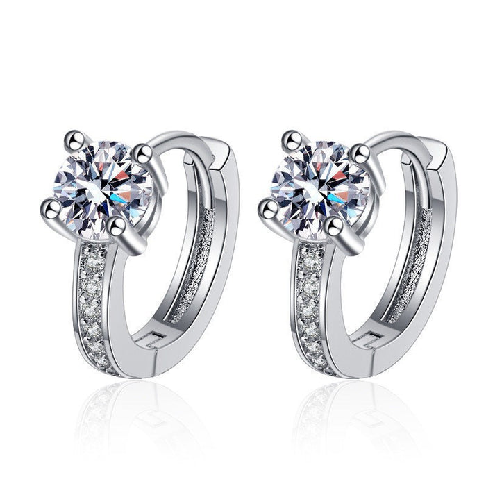 Wholesale Gold Tone Waterfall Zircon Four-Claw Earrings Fashion Jewelry Accessory Party Gift