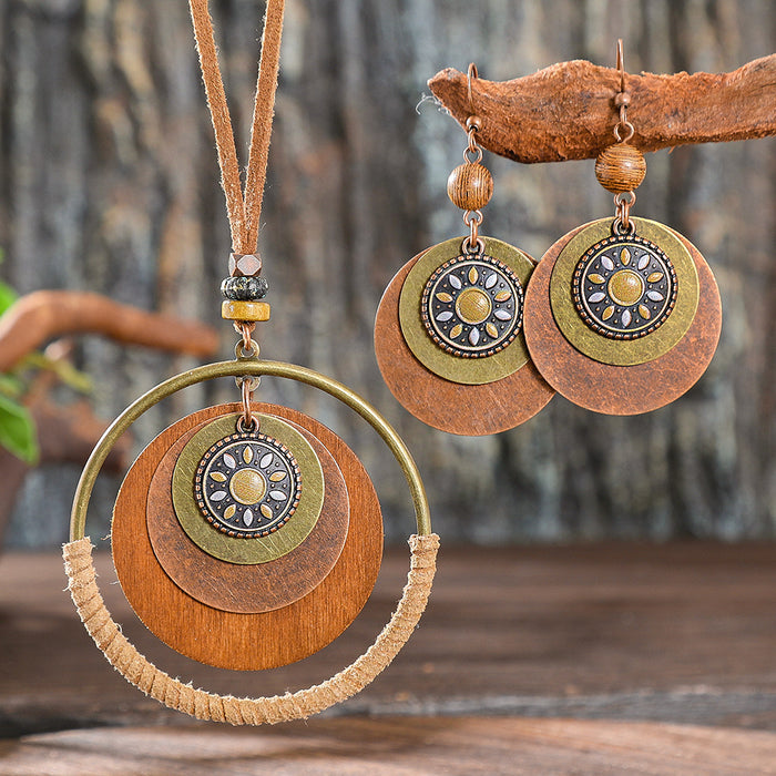 Wholesale Vintage Tree of Life Earring and Necklace Set Bohemian Style MOQ≥2