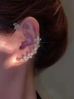 Wholesale Zircon ear clip without ear hole, high-end feeling ear bone clip with silver earrings
