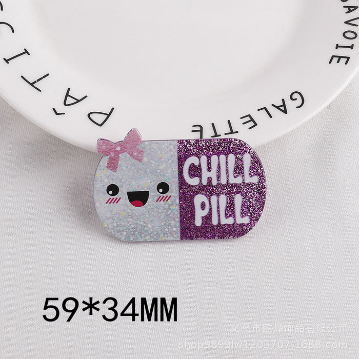 Wholesale Cartoon Pill Clothes Bottle Acrylic Pin DIY Patch Accessories JDC-FK-OuYie007