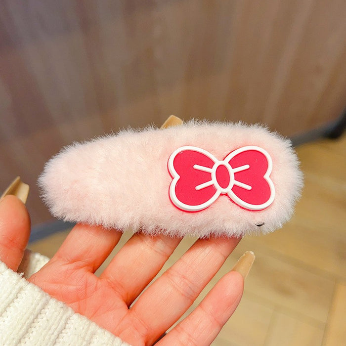 Wholesale Cute and able plush hair clip featuring a cat wearing glasses.