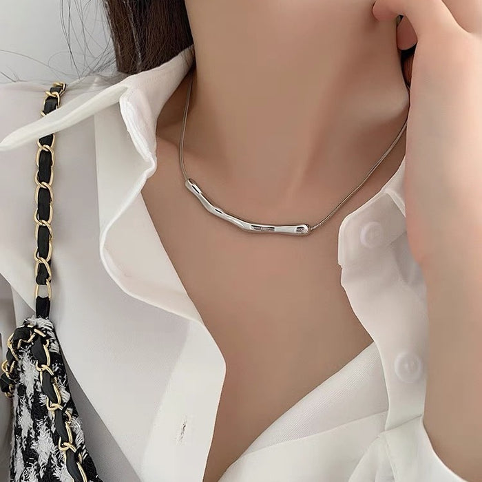 Wholesale Irregular Titanium Steel Necklace Niche Design Sense Simple Necklace Chain