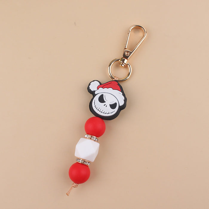 Wholesale Cartoon Christmas Handmade Silicone Beaded Keychain JDC-KC-GuangTian001