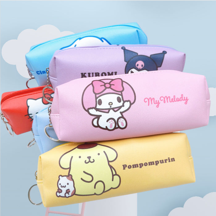 Wholesale Casual Cartoon Double Sided Print Zipper PU Pencil Case For Students Large Capacity Storage