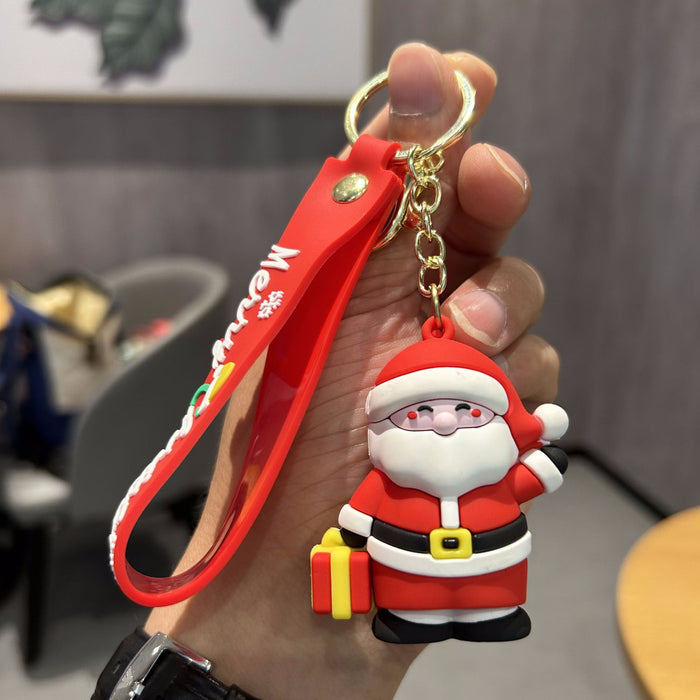 Wholesale PVC Santa Claus Christmas Tree Cartoon Doll Keychain JDC-KC-WuYi137