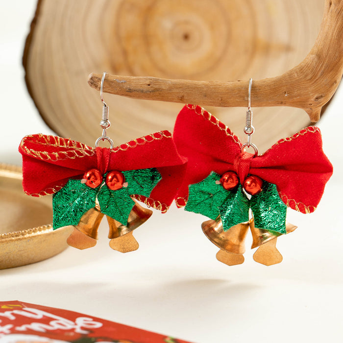Wholesale Christmas tree bow color wreath earrings personality bell Christmas series earrings women