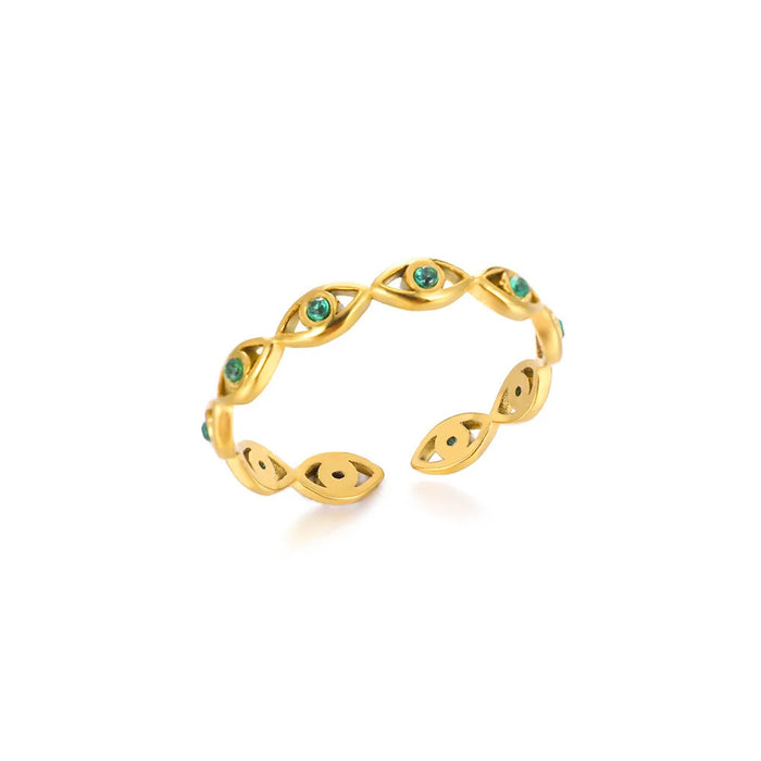 Wholesale Devil Eye Blue Eye Open Ring Stainless Steel Fashion Jewelry Accessory