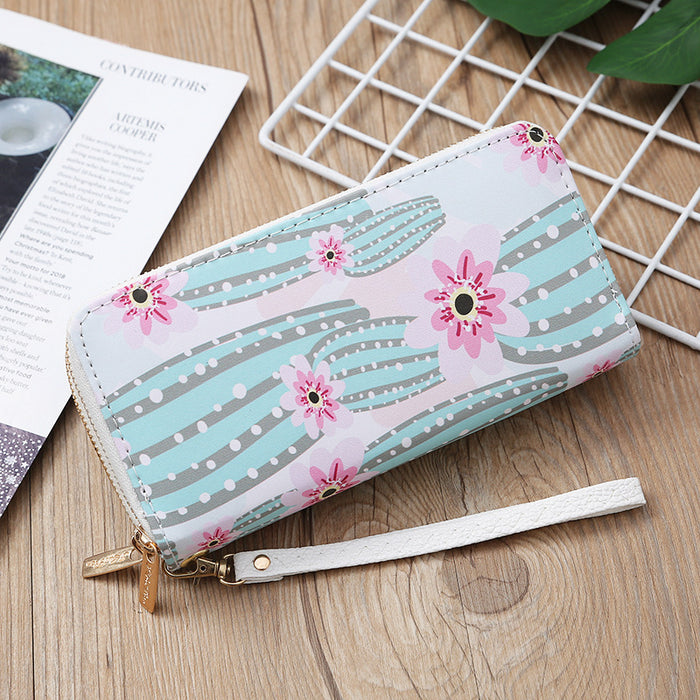 Wholesale Ladies Long Printed Double Zipper Wallet JDC-WT-MeiSQ004