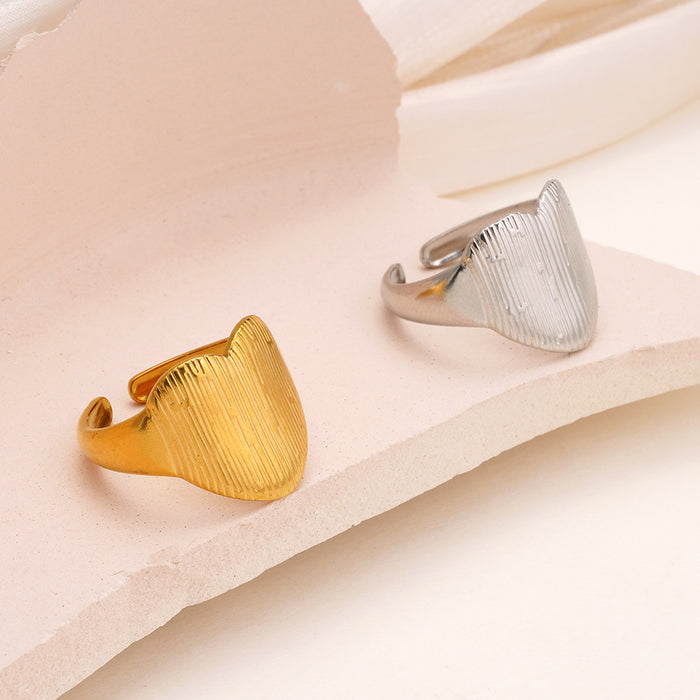 Wholesale Elegant Retro Irregular Floral Adjustable Stainless Steel Ring