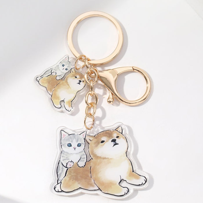 Wholesale Acrylic Cat and Dog Keychain JDC-KC-RongRui059