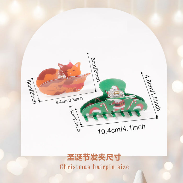 Wholesale Christmas Cat Snowflake Hair Claw Clip Trendy PVC Claw Hair Clip For Women Boutique Resale Hair Accessory