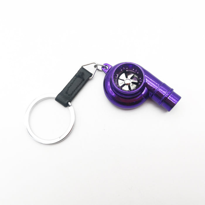 Wholesale Zinc alloy blades rotate on this car turbocharger shaped metal alloy keychain