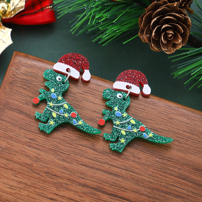Wholesale Christmas Hat Lantern Dinosaur Sequins Pendant Earrings Acrylic ing Earrings Earrings