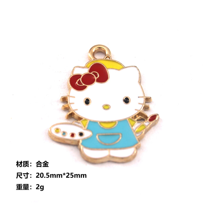 Wholesale 10pcs jewelry alloy cartoon  cat collection Princess earrings pendant necklace bracelet accessories cute keychain