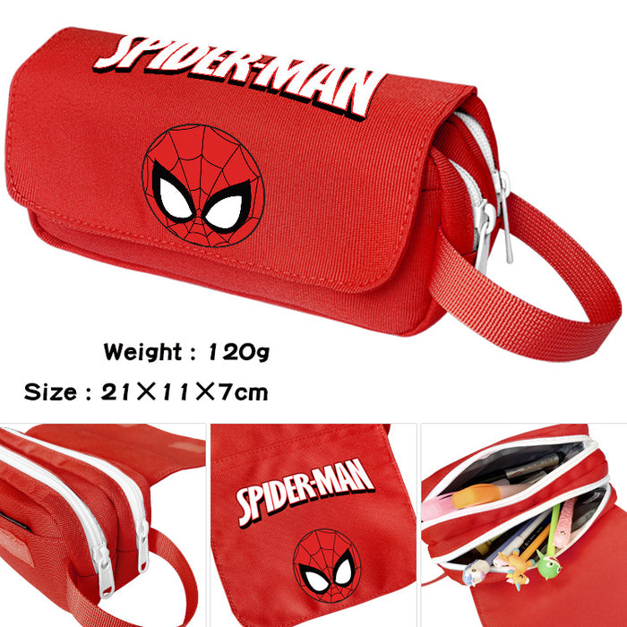 Wholesale Cartoon Canvas Pencil Case Double Layer Large Capacity Waterproof With Handle For Students