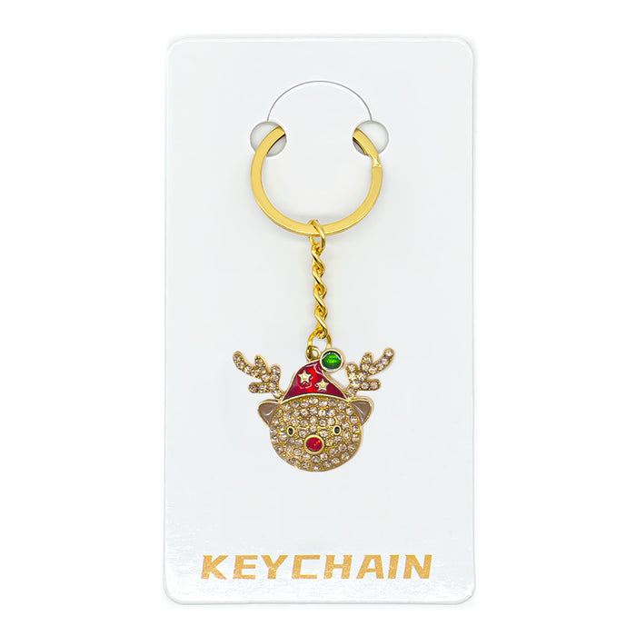 Wholesale Cartoon Christmas Metal Keychain Bag Charm Cute Holiday Gift Accessory