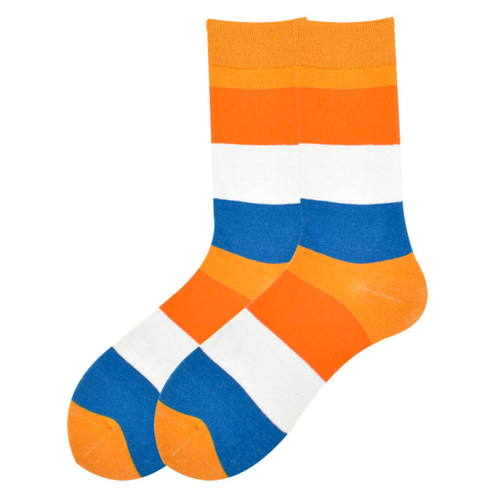 Wholesale Colorful Men's Cotton Socks with Contrasting Checkered Stripes JDC-SK-CG014