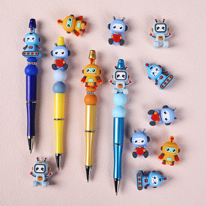 Wholesale 20pcs robot silicone beads children DIY toys European and American cartoon jewelry beaded pen drop glue beads