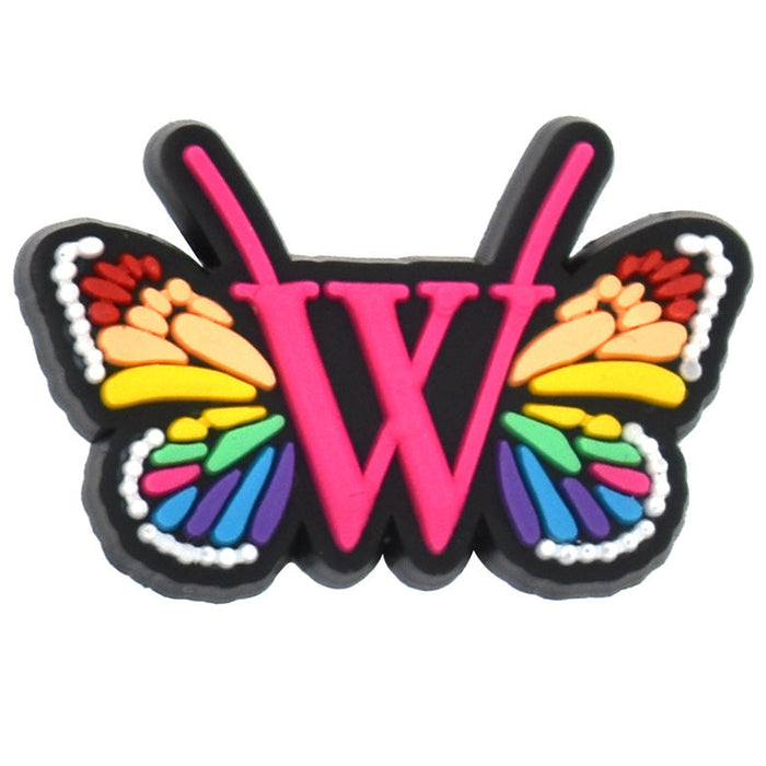 Wholesale 100 PCS PVC Cartoon Butterfly Alphabet DIY Shoe Buckles JDC-SC-RYY004