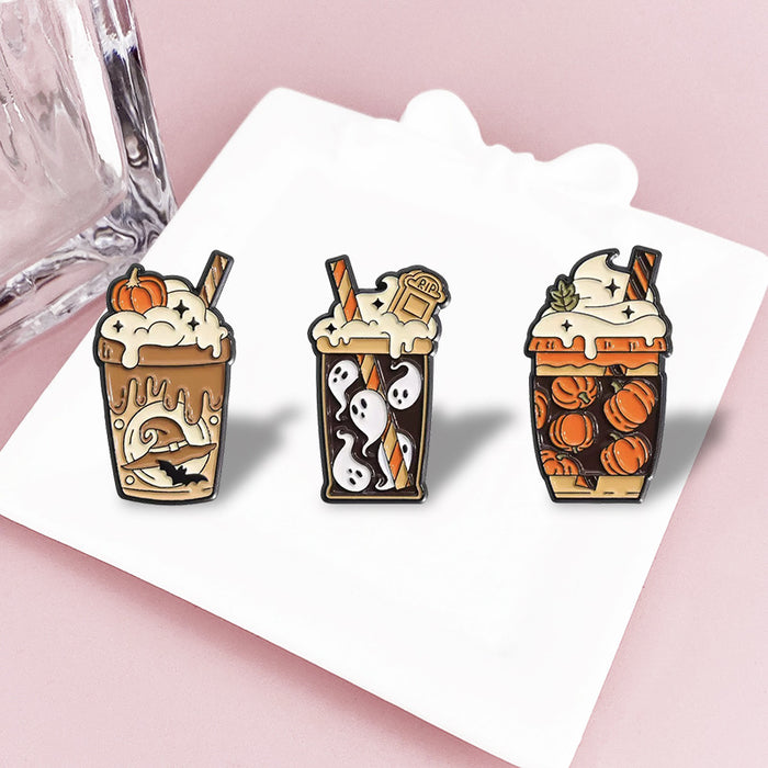 Wholesale  Zinc Alloy Cartoon Brooch Pin Pumpkin Skull Baked Enamel Badge MOQ≥2