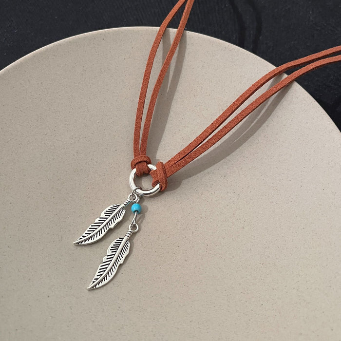 Wholesale Retro Bohemian Ethnic Style Leaf Long Cut Out Geometric Clavicle Chain Zen Style Versatile Personalized Sweater Chain