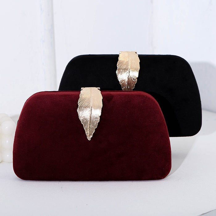 Wholesale New Fashionable Temperament Dinner Bag Velvet Metal Leaf Dress Paired with Banquet Handbag Small Square Bag for Women JDC-HB-MM006