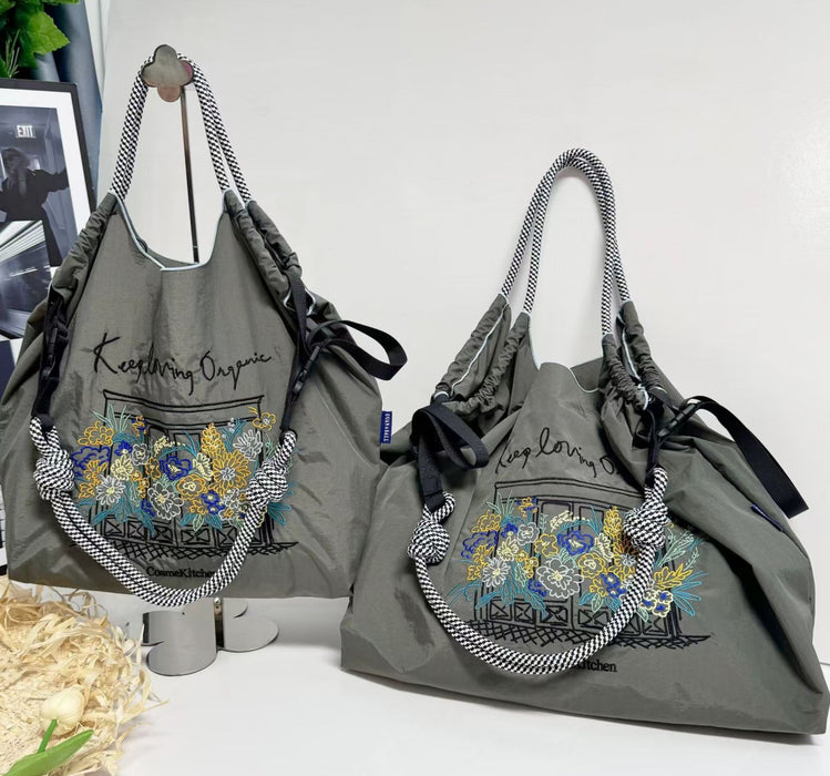 Wholesale Canvas bag embroidery shopping bag tote bag large capacity bag women' s handbag crossbody bag
