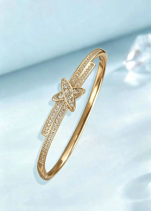 Wholesale Minimalist Zircon Bracelet For Women Gold Plated Copper Jewelry Accessory Trendy Everyday Wear Boutique Resale
