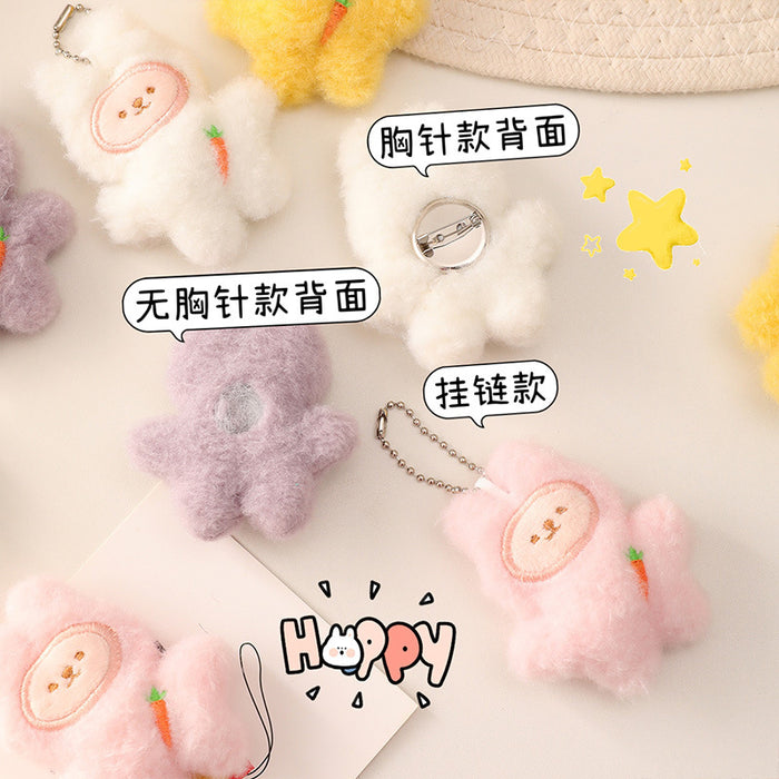 Wholesale Cartoon plush brooch cute little rabbit doll bag small pendant jewelry clothing accessories