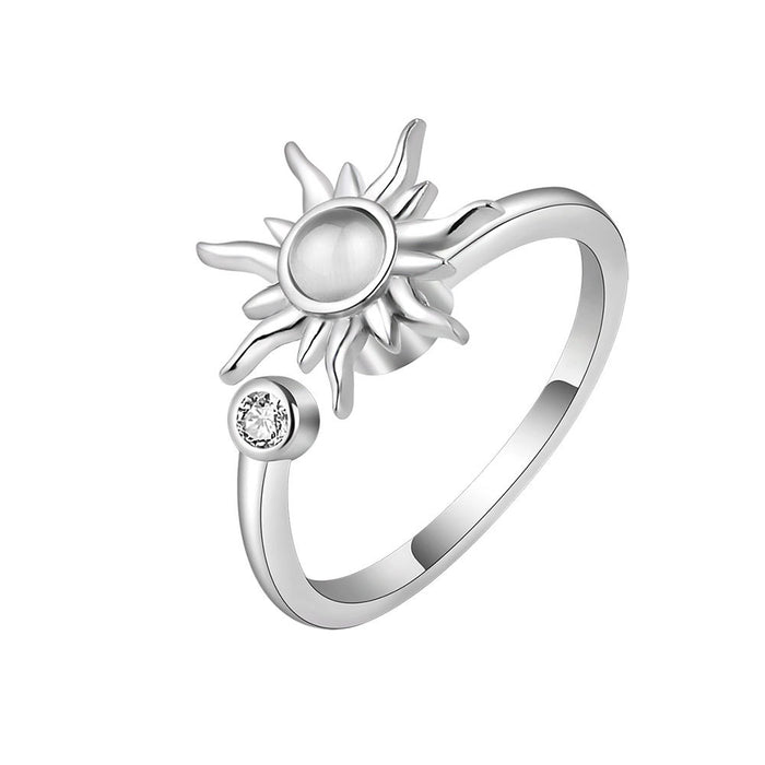 Wholesale Chic Adjustable Sunflower Ring In Gold Tone Copper Spinning Stress Relief Ring For Women Boutique Jewelry Resale