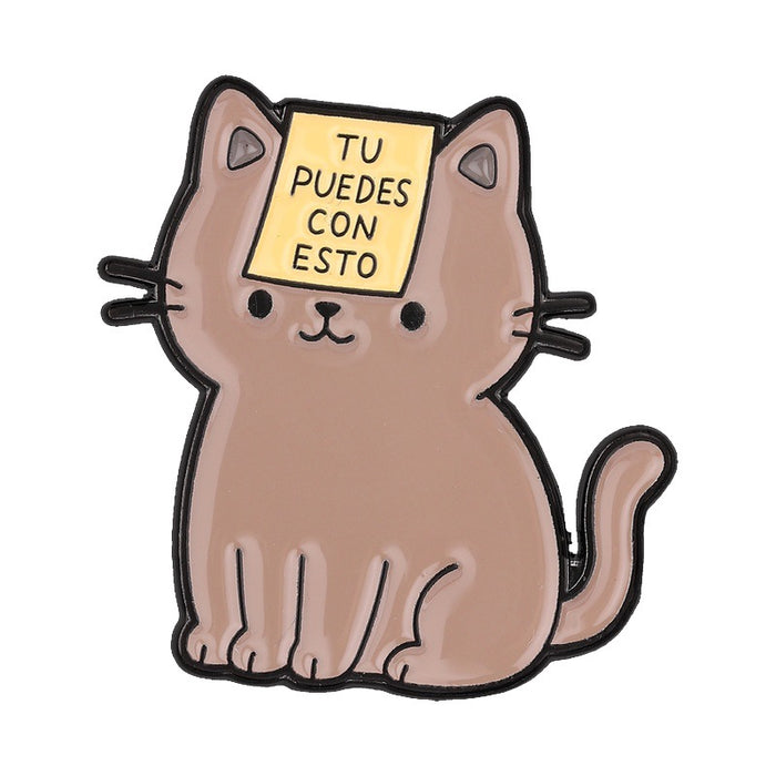 Wholesale Stylish Cat Inspirational Brooch Zinc Alloy Enamel Pin For Students Backpack Accessory Resale