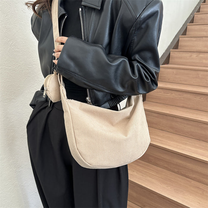 Wholesale New shoulder bag, corduroy, versatile for commuting, large capacity crossbody bag