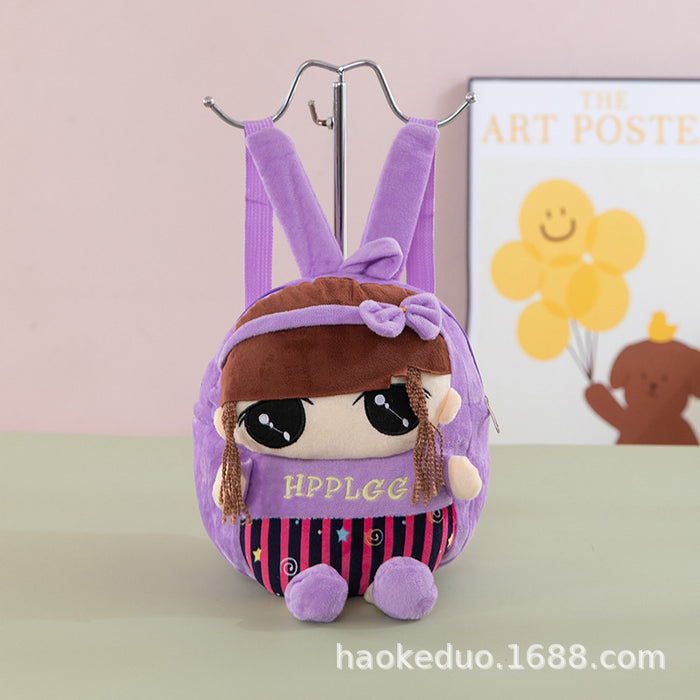 Wholesale Plush small backpack kindergarten school bag cartoon cute girl boy plush backpack