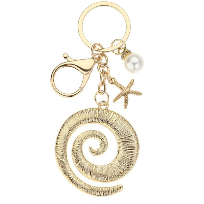 Wholesale Exaggerated Beach-Style Starfish and Conch Keychain