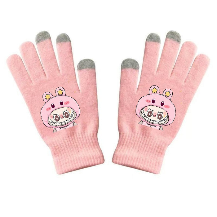 Wholesale Warm Dopamine Printed Knitted Gloves