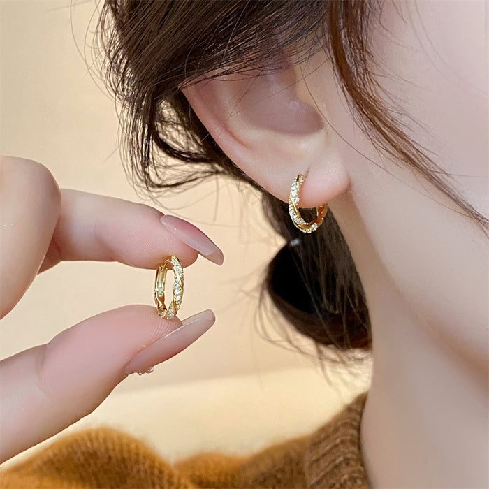 Wholesale Shiny and fashionable frosted ring earrings with light luxury and niche design