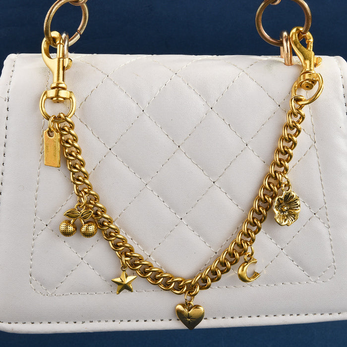Wholesale Cherry Fruit Pattern Bag Chain Charm Gilt Gold Metal Fashion Decorative Accessory For Bags