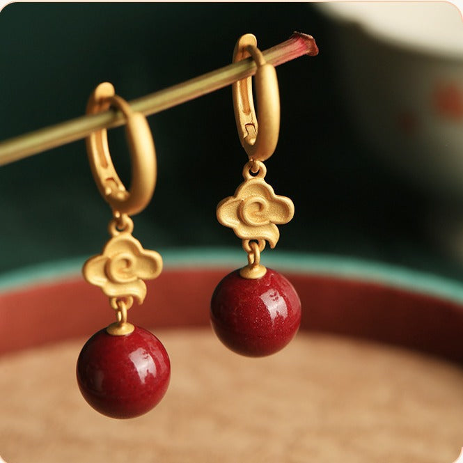 Wholesale Red Light Luxury Retro Earrings