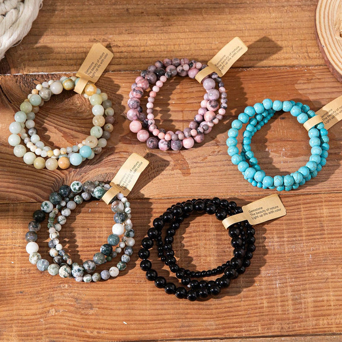 Wholesale Agate Turquoise Beaded Bracelet Retro Colorful Stone Bracelet Jewelry