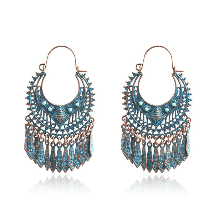 Wholesale Bohemian Hollow Tassel Earrings Geometric Design Fashion Accessory MOQ≥2