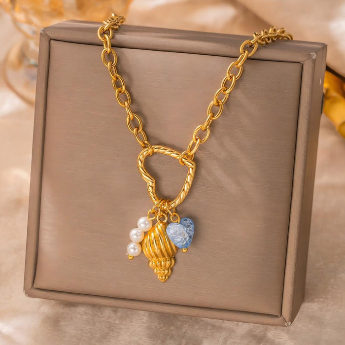 Wholesale Shell Starfish Pearl Stainless Steel Necklace