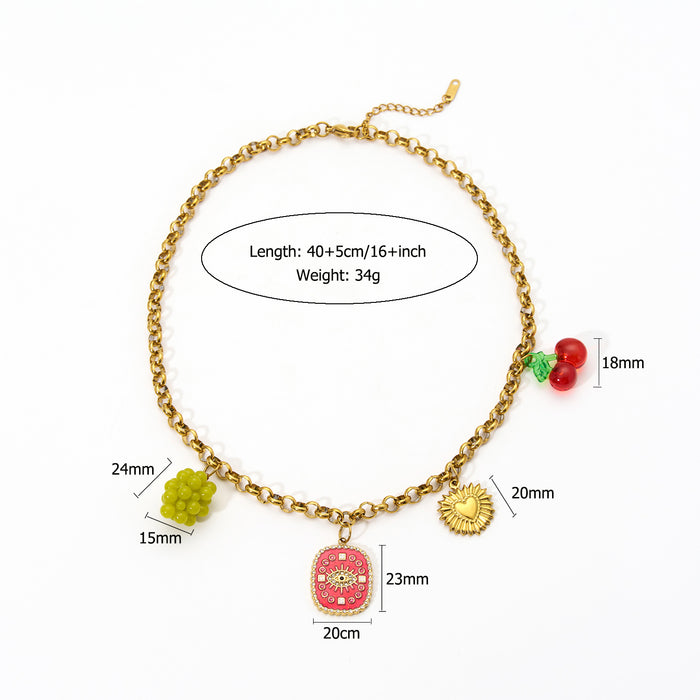 Wholesale New fashion trend titanium steel necklace with pendant, personalized temperament, fruit necklace, color preservation wholesale