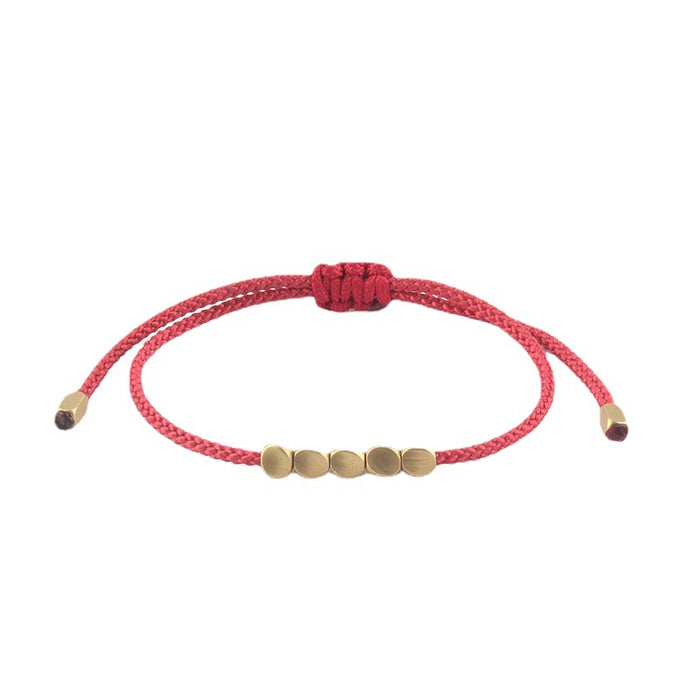 Wholesale copper bead bracelet DIY twisted Angle bead hand-woven red rope bracelet