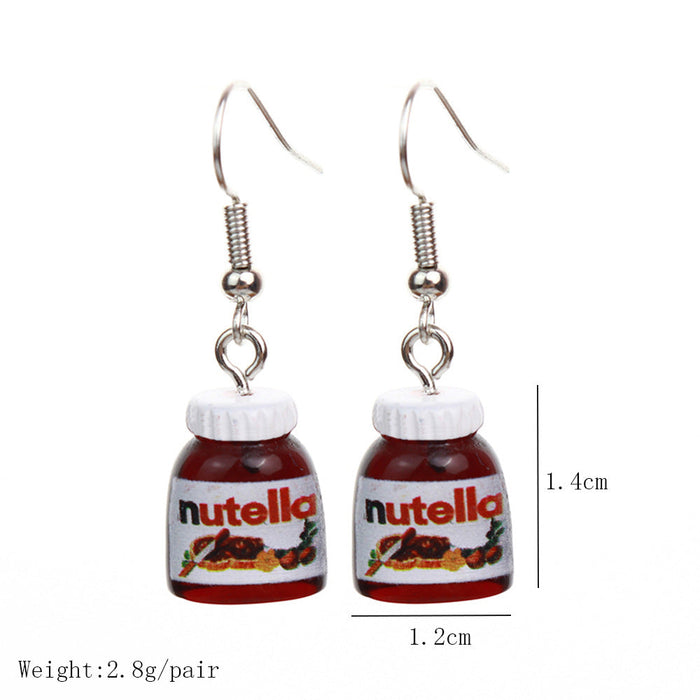 Wholesale Resin Earrings Fun Cute Peanut Butter Chocolate Sauce Three-dimensional JDC-ES-niqing017