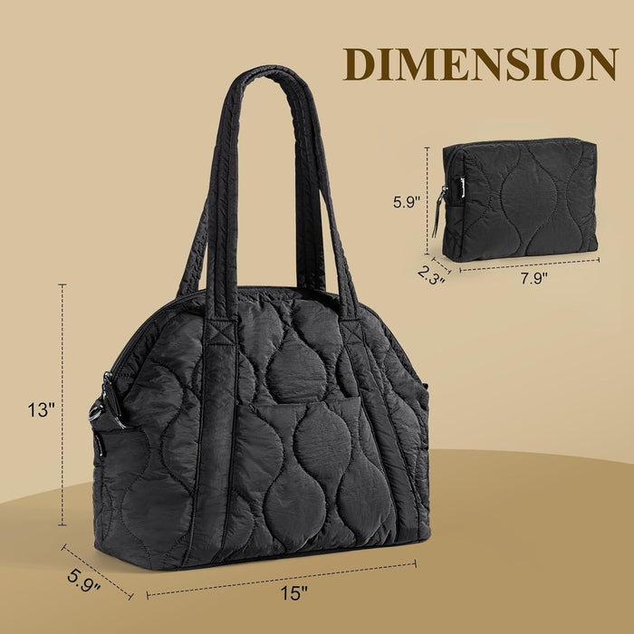 Wholesale Large-capacity cotton bag,  fashionable and simple one-shoulder underarm bag with small bag,  waterproof diamond tote bag