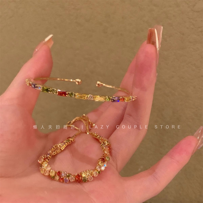 Wholesale Flash Color Zircon Bracelet Women's High-end Sense Bracelet