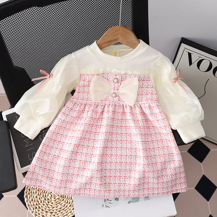 Wholesale Bowknot Plaid Lace Children's Overall Skirt JDC-CTS-MianY022