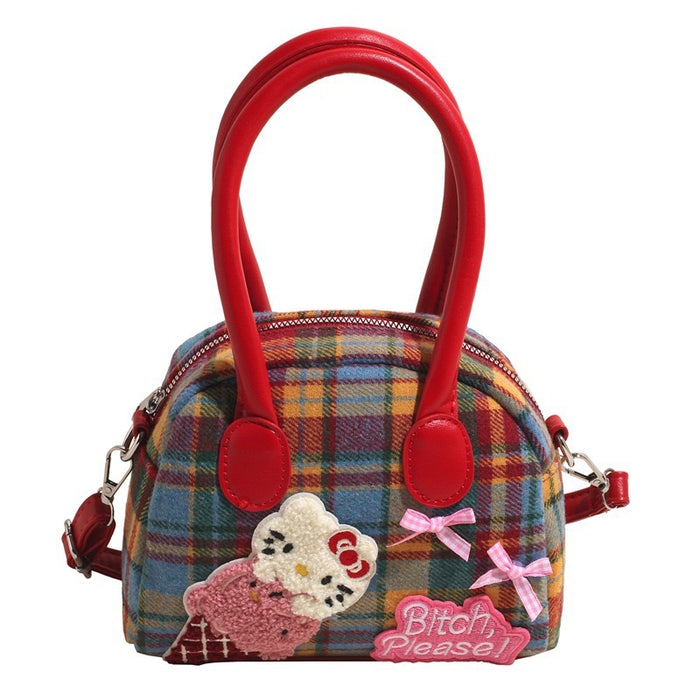 Wholesale Women's Fine Plaid Cute Bow Portable Shoulder Bags