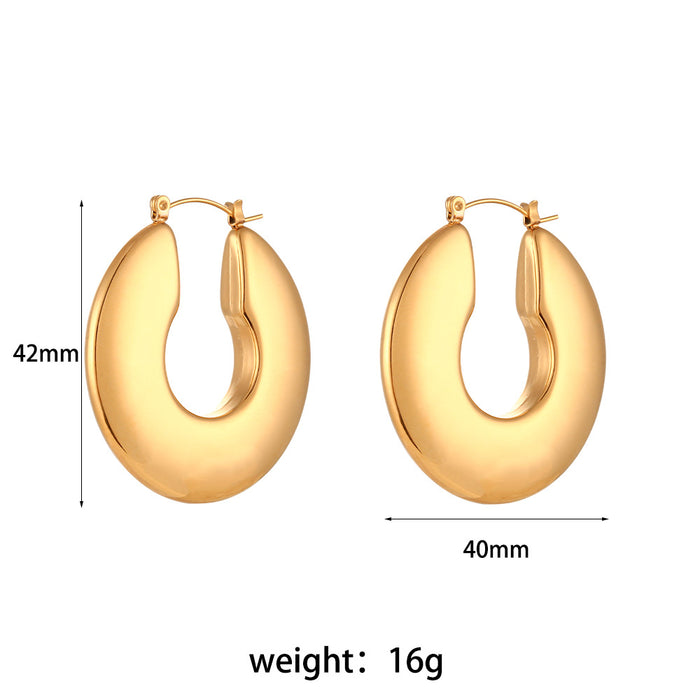 Wholesale Stainless Steel Plated 18K Solid Smooth Earrings JDC-ES-MengJ005